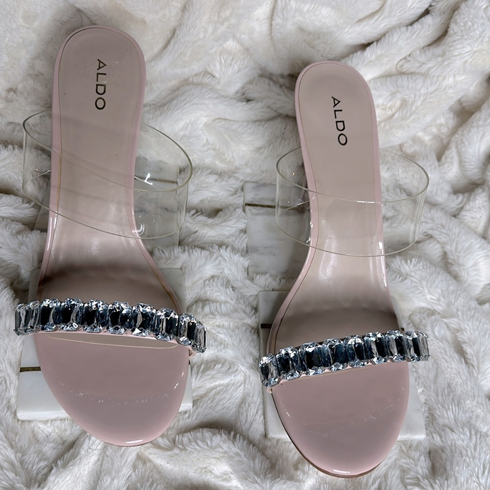 Aldo Lauren Clear rhinestone strap Dress shoes sz11